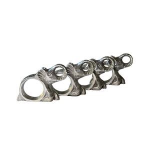 Elephant Napkin Rings Set of 4 in Solid Silver Color Metal Alloy, Vintage